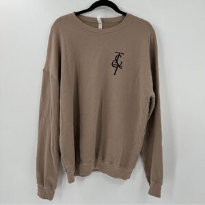 Trendy and Tipsy Nashville Long Sleeve Oversized Crewneck Sweater Taupe XL